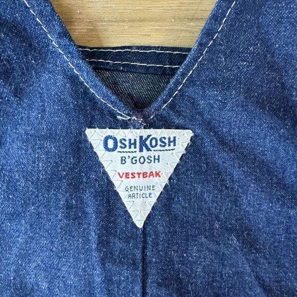 Vintage OshKosh B'Gosh Baby 6/9 Months Footie Denim Overalls Dark Blue Jean - Picture 7 of 8